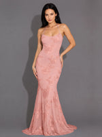 Corded Lace Prom Dress with Sweep Train 