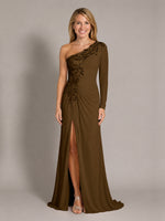 One-Shoulder Mother of the Bride Dress with Appliques