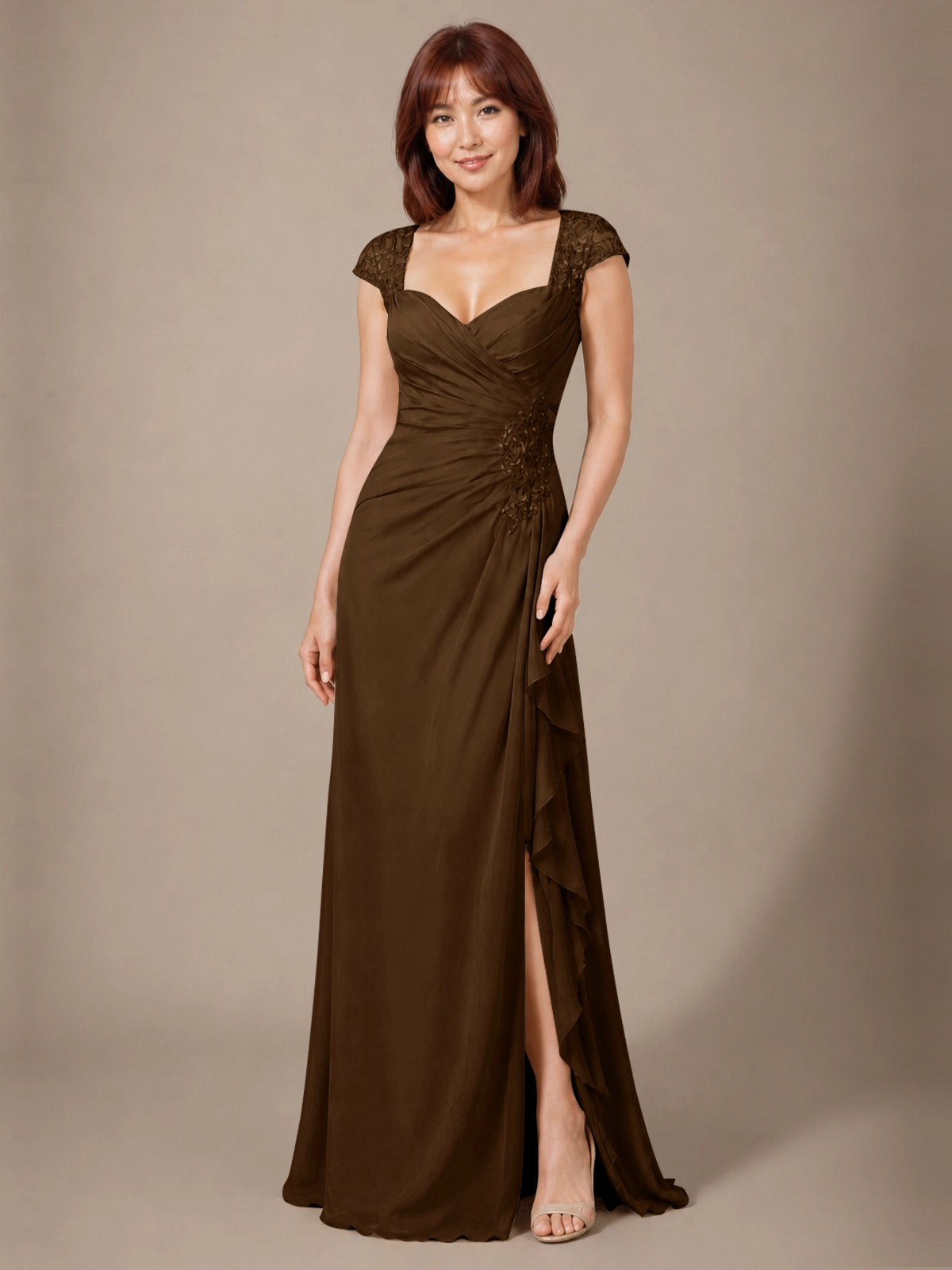 Chiffon Mother of the Bride Dress with Lace Appliques 