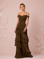 Chiffon Bridesmaid Dress with Tiered Ruffles 