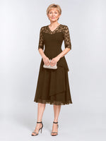 A-line Mother of the Bride Dress with Lace Sleeves 
