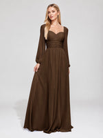 Elegant A-line Bridesmaid Dress with Long Sleeves