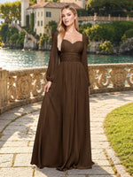 Elegant A-line Bridesmaid Dress with Long Sleeves