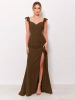 Chiffon Bridesmaid Dress with Ruffle Straps 