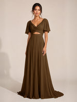 Cowl Neck Bridesmaid Dress with Cut-Out Detail