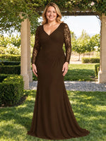 Mermaid Mother of the Bride Dress with Long Lace Sleeves-Plus Size 