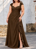 Chiffon Mother of the Bride Dress with Lace Appliques-Plus Size 