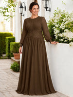Chiffon Mother of the Bride Dress with Jewel Neckline-Plus Size 