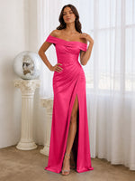 Off-the-Shoulder Prom Dress with Ruched Bodice 