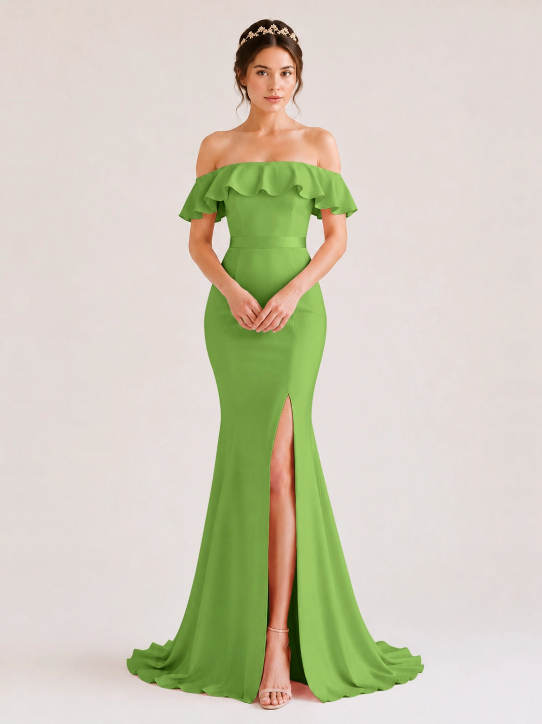 Mermaid Bridesmaid Dress with Ruffle Design 