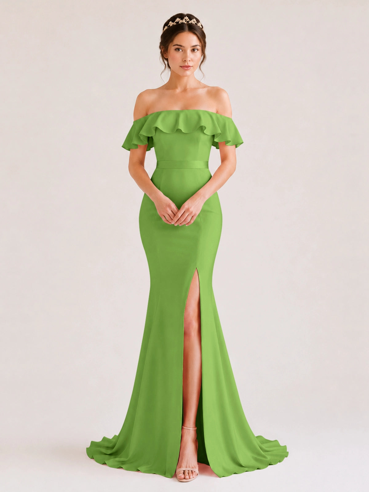 Mermaid Bridesmaid Dress with Ruffle Design 