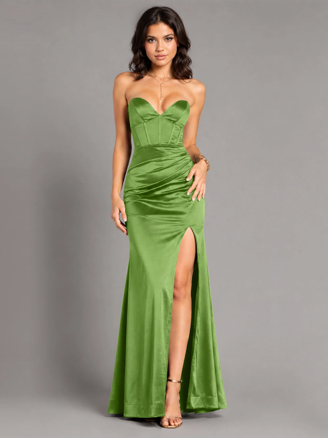 Silk-like Prom Dress with High Slit 