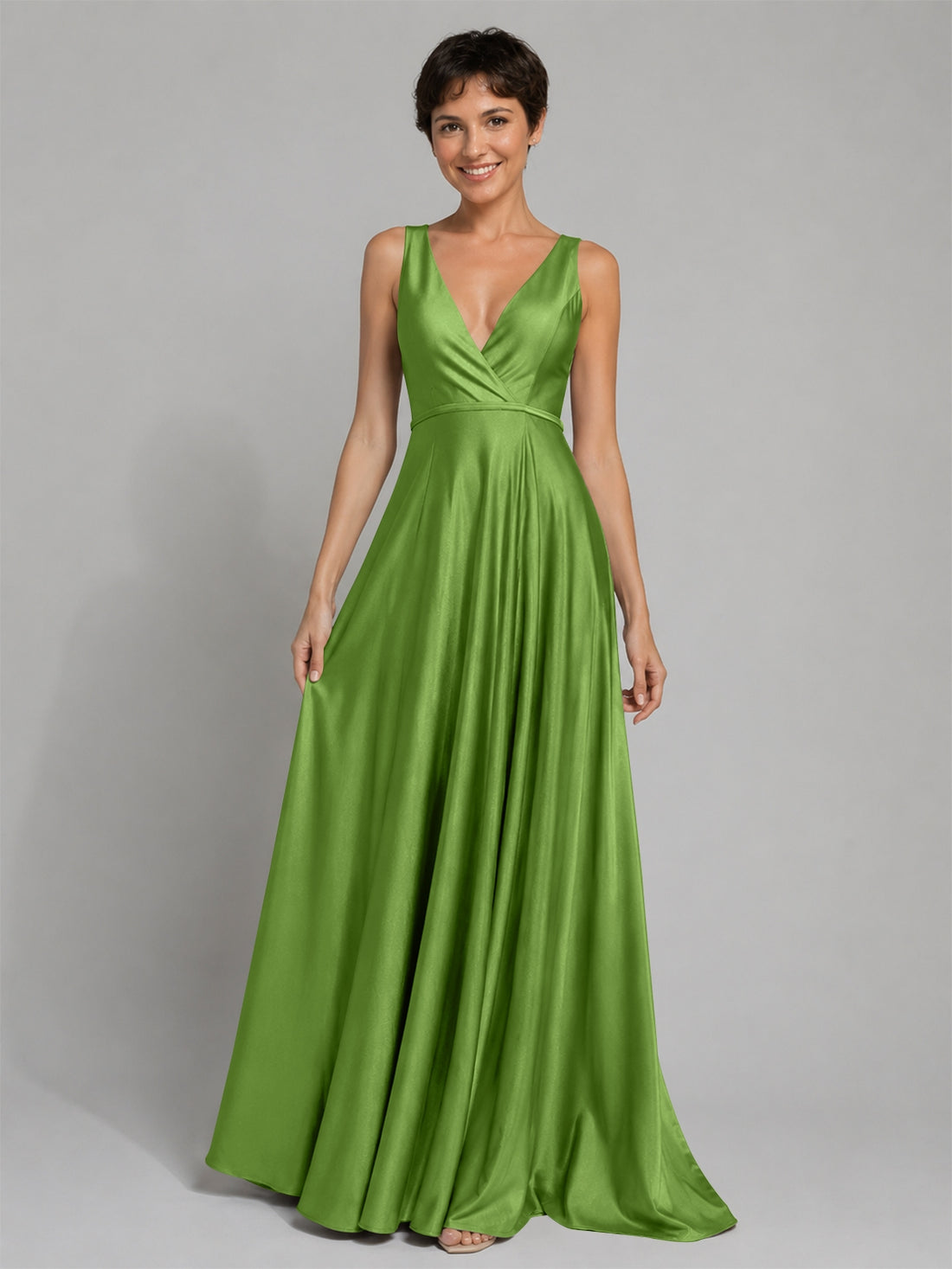 A-line Bridesmaid Dress with Cross-Over Bodice