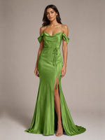 Mermaid Bridesmaid Dress with Tie Waist Sash