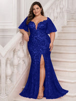 Mermaid Mother of the Bride Dress with V-neck-Plus Size 