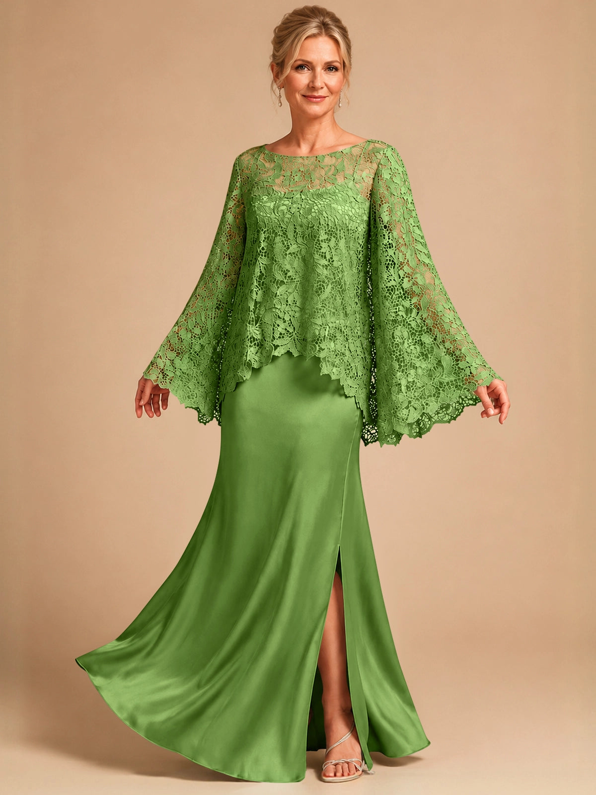 Two-piece Mother of the Bride Dress with Lace Top 