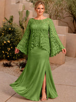 Two-piece Mother of the Bride Dress with Lace Top-Plus Size 