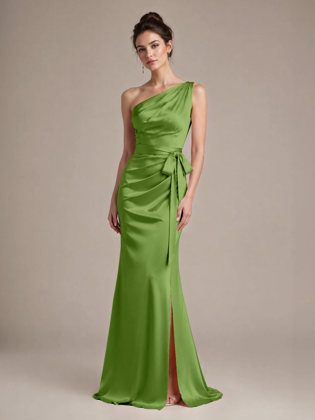 One-Shoulder Bridesmaid Dress with Sash