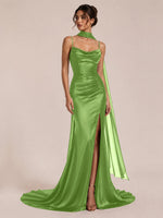 Mermaid Bridesmaid Dress with Neck Scarf 
