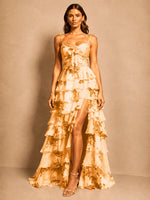 Floral Pattern High-low Dress 