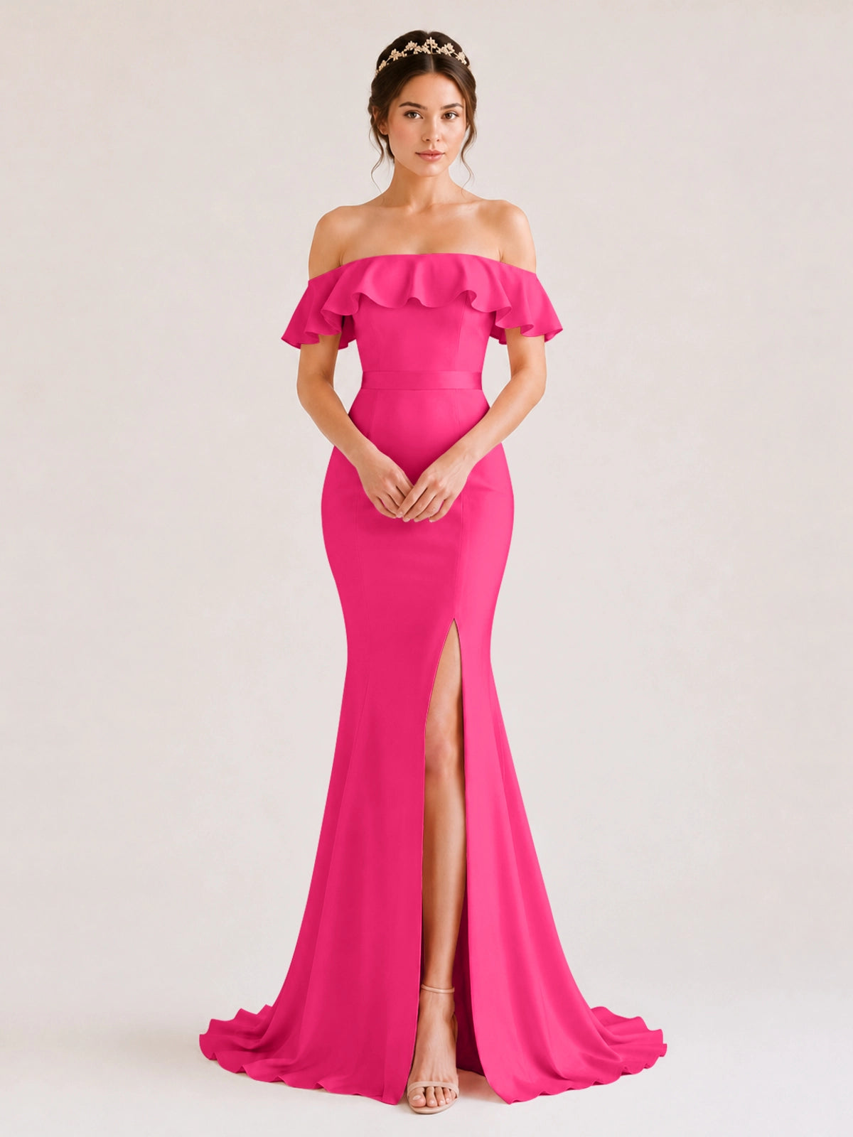 Mermaid Bridesmaid Dress with Ruffle Design 