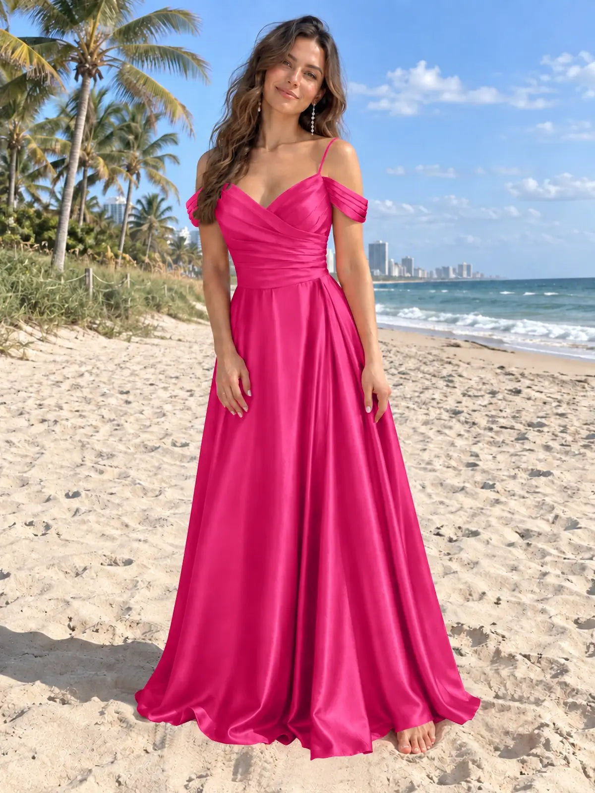 Silk-Like Pleated Prom Dress 
