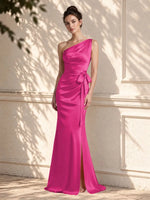 One-Shoulder Bridesmaid Dress with Sash