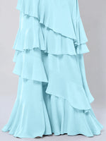 Chiffon Bridesmaid Dress with Tiered Ruffles
