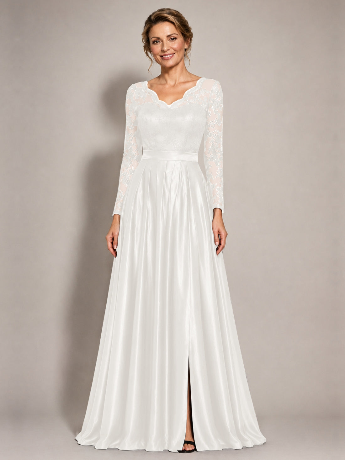 Satin Mother of the Bride Dress with Appliques