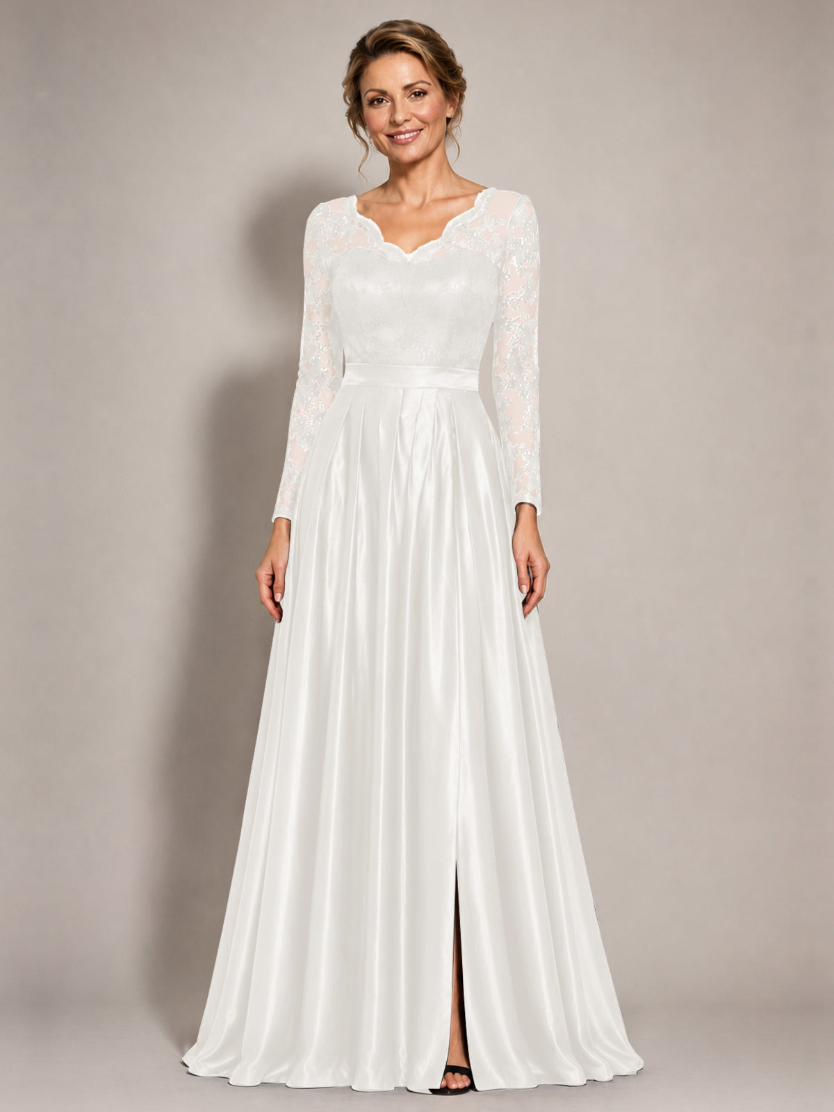 Satin Mother of the Bride Dress with Appliques