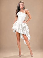Asymmetric Homecoming Dress with One-Shoulder Neckline 