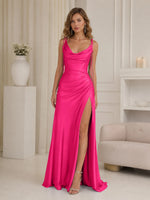 Cowl Neck Prom Dress with Ruched Waist 