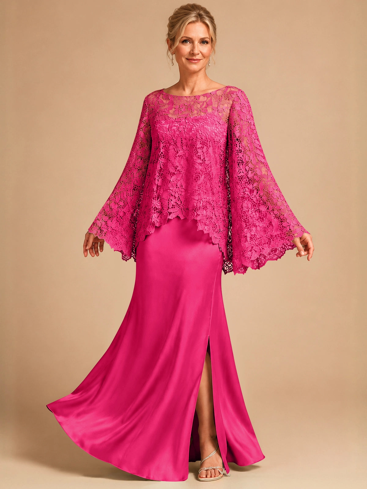 Two-piece Mother of the Bride Dress with Lace Top 