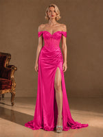 Silk-like Prom Dress with Crystal Detailing 