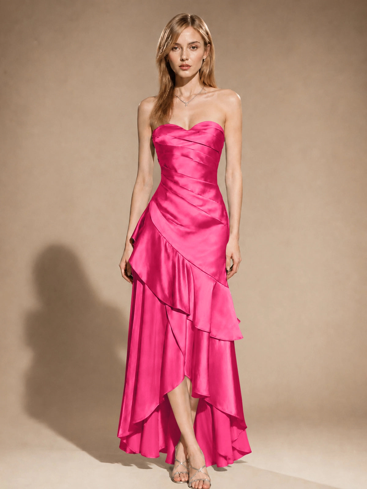 Strapless Prom Dress with Tiered Ruffles 