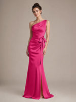 One-Shoulder Bridesmaid Dress with Sash