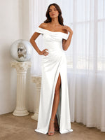Off-the-Shoulder Prom Dress with Ruched Bodice 