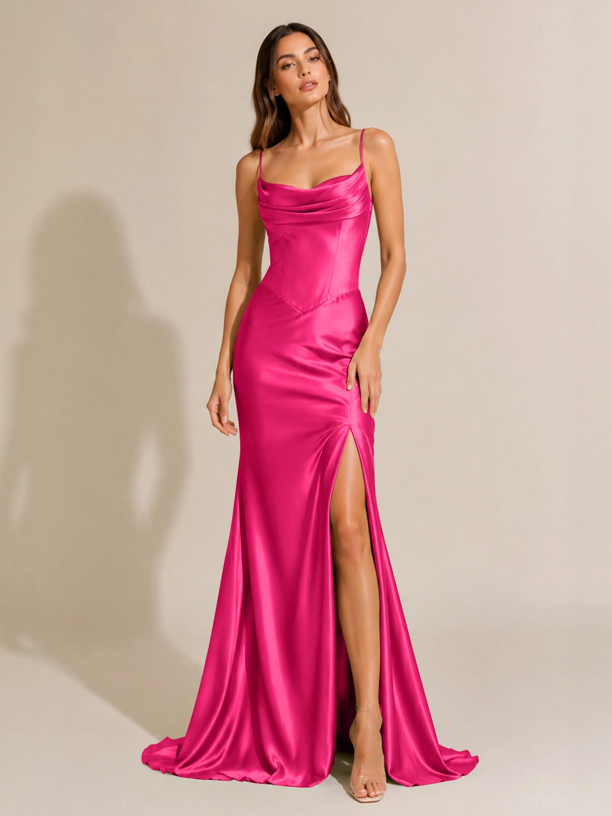 Sheath Bridesmaid Dress with High Slit 