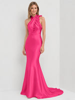 Silk-like Bridesmaid Dress with 3D Floral 