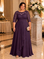 Three Quarter Sleeve Mother Dress-Plus Size 