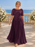 Lace Mother Dress with Half Sleeves-Plus Size 