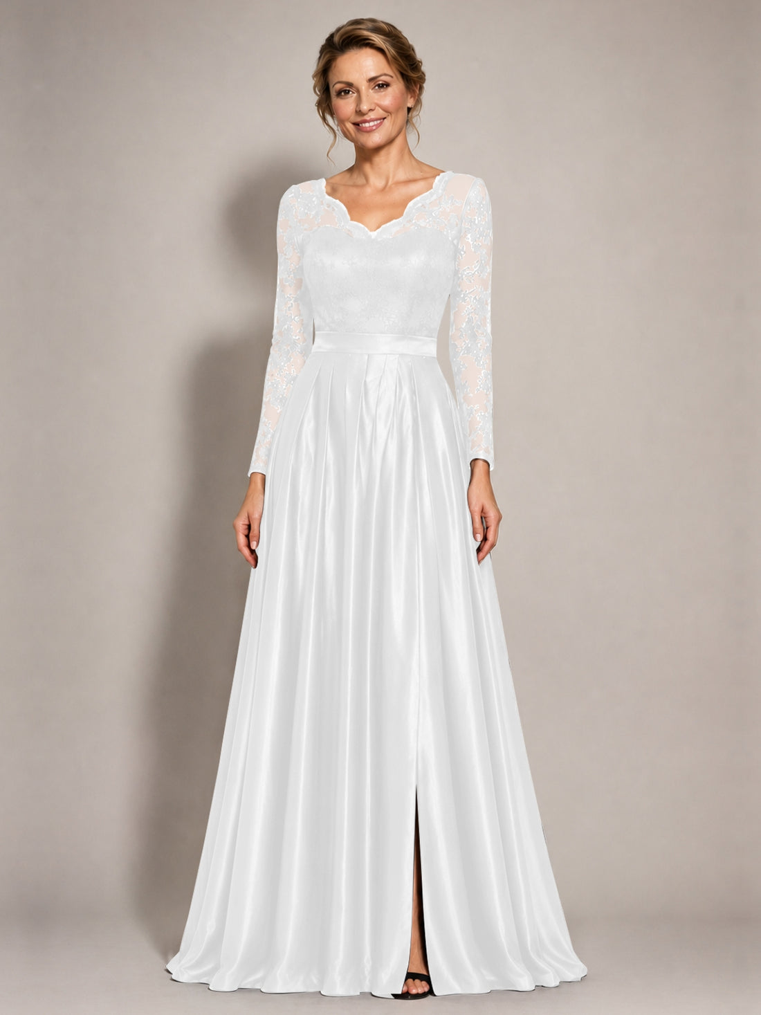Satin Mother of the Bride Dress with Appliques