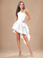 Asymmetric Homecoming Dress with One-Shoulder Neckline 