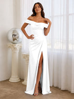 Off-the-Shoulder Prom Dress with Ruched Bodice 