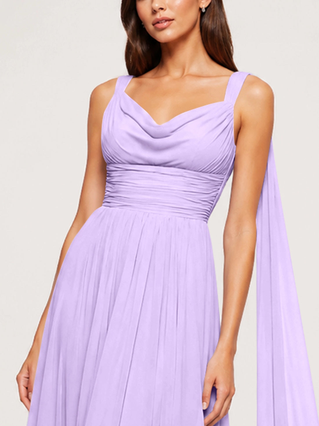Chiffon Bridesmaid Dress with Draped Scarf