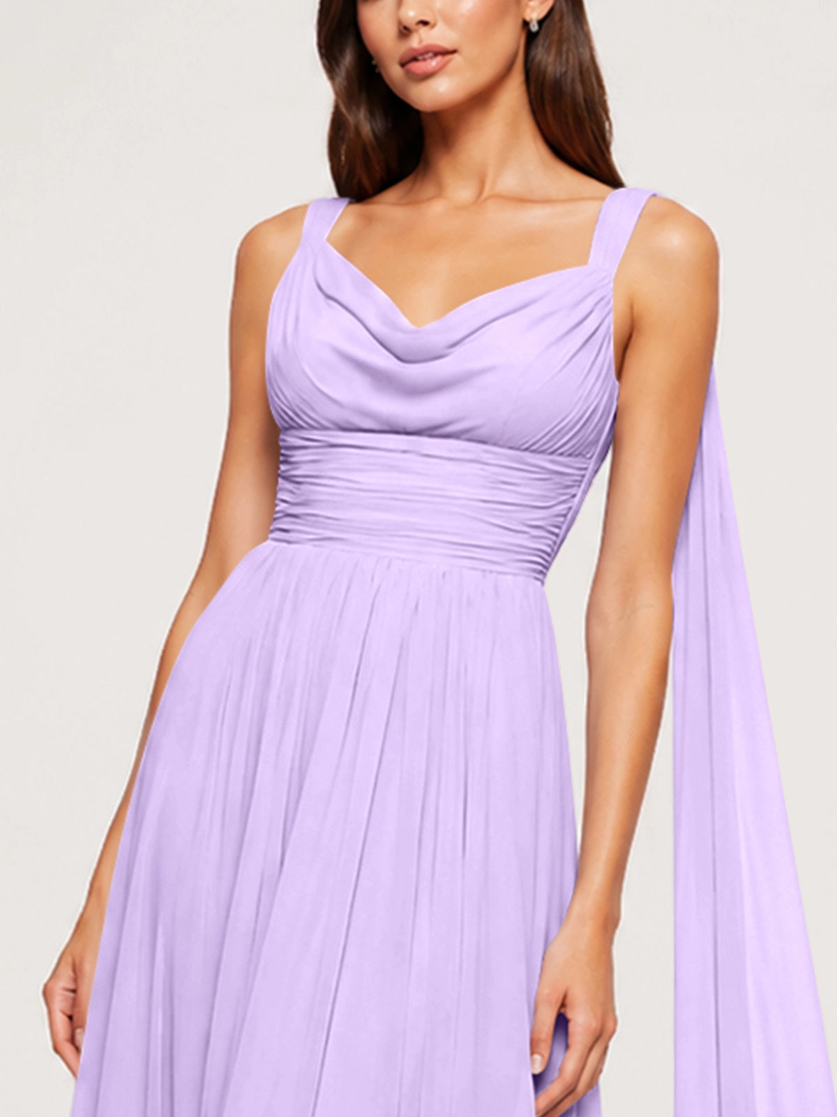 Chiffon Bridesmaid Dress with Draped Scarf