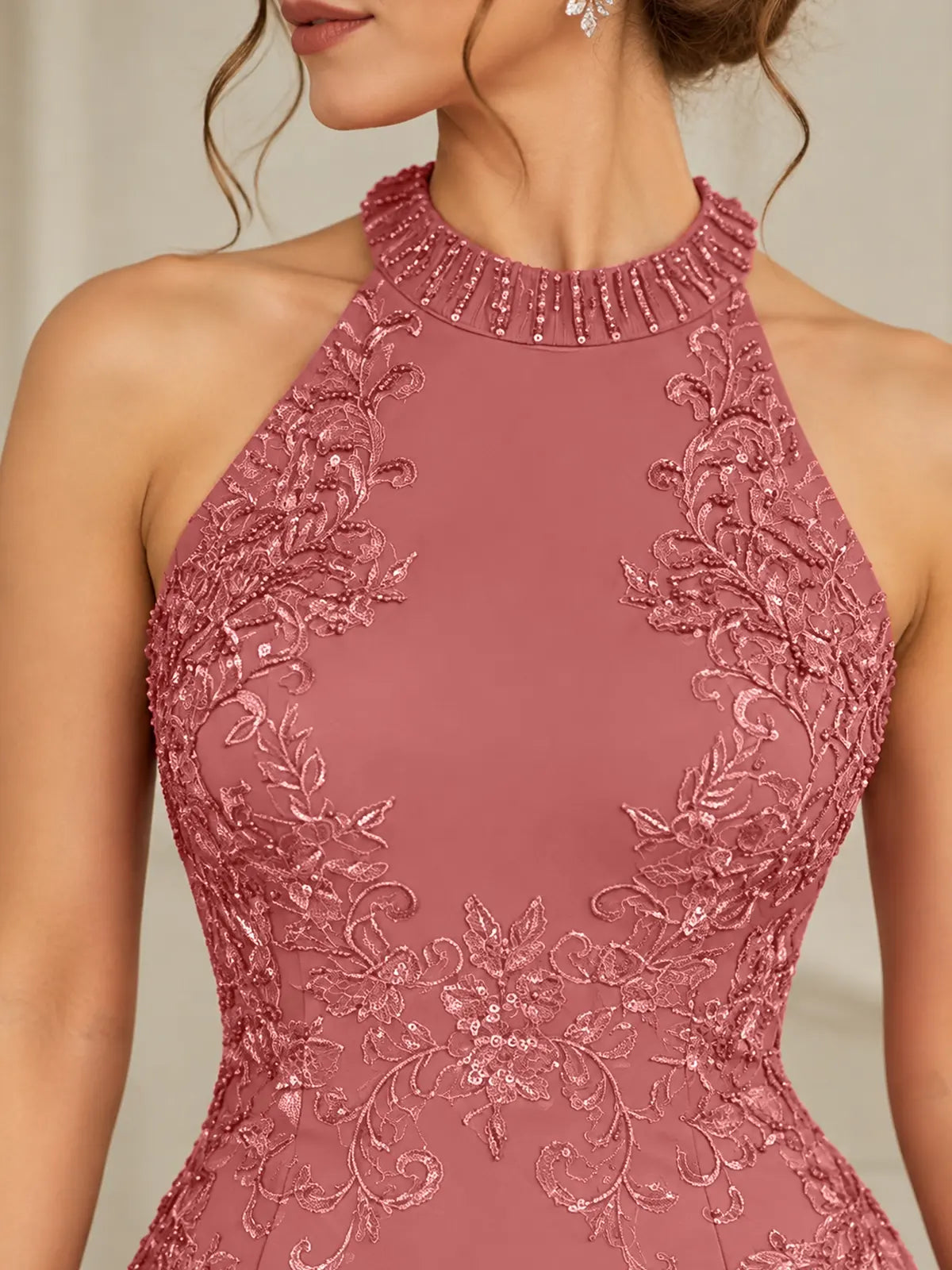 Halter Neckline Trumpet Dress-Plus Size