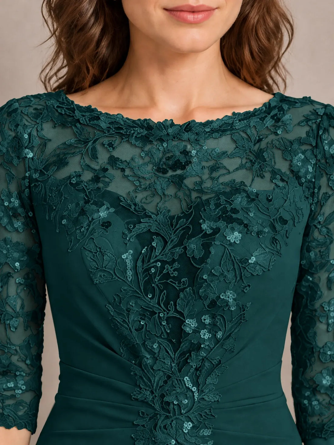 Lace Mother of the Bride Dress with Applique-Plus Size