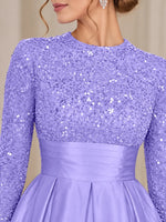 Sequined Mother Dress with Pockets-Plus Size