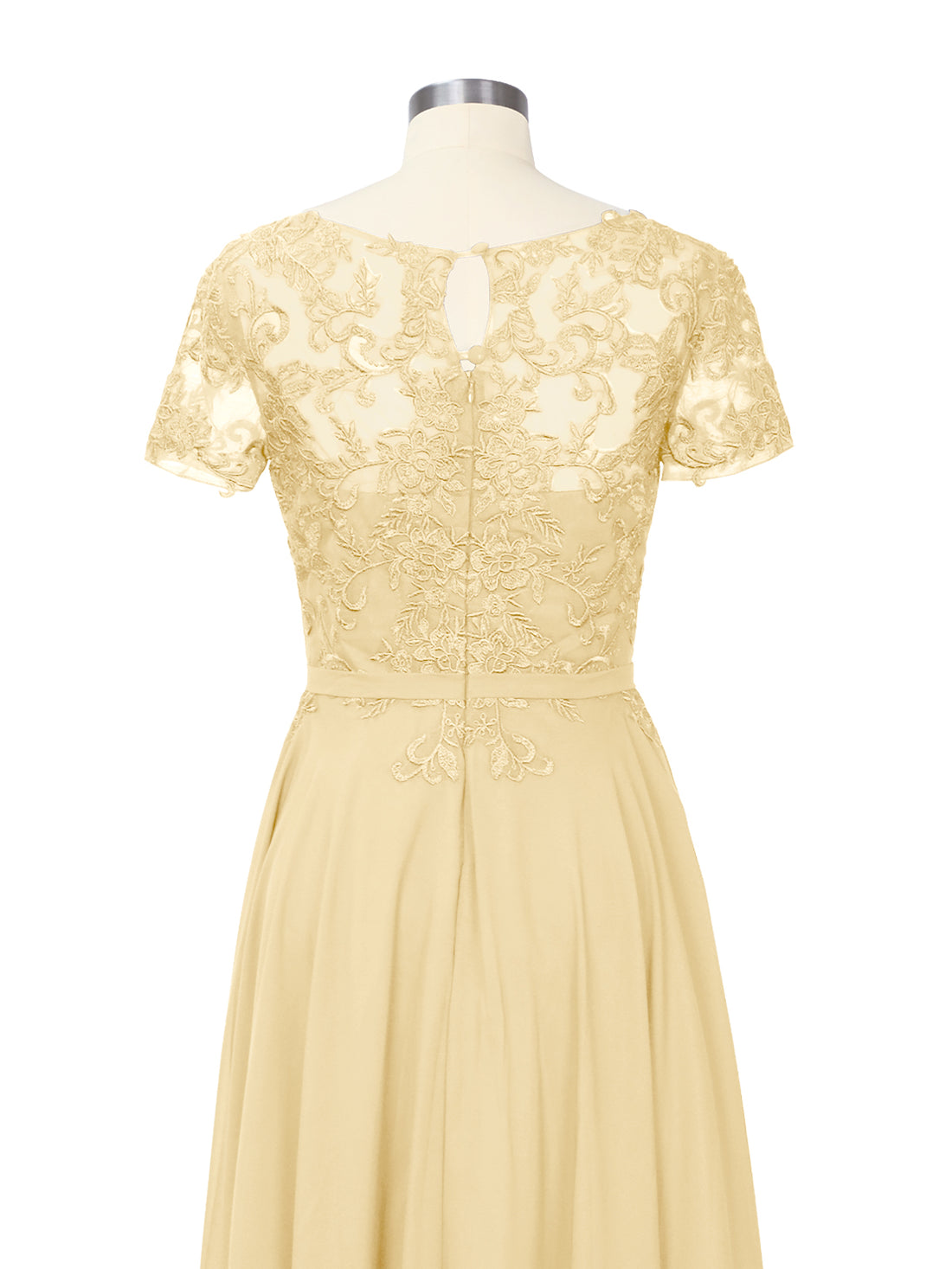 Illusion Applique Chiffon Dress 